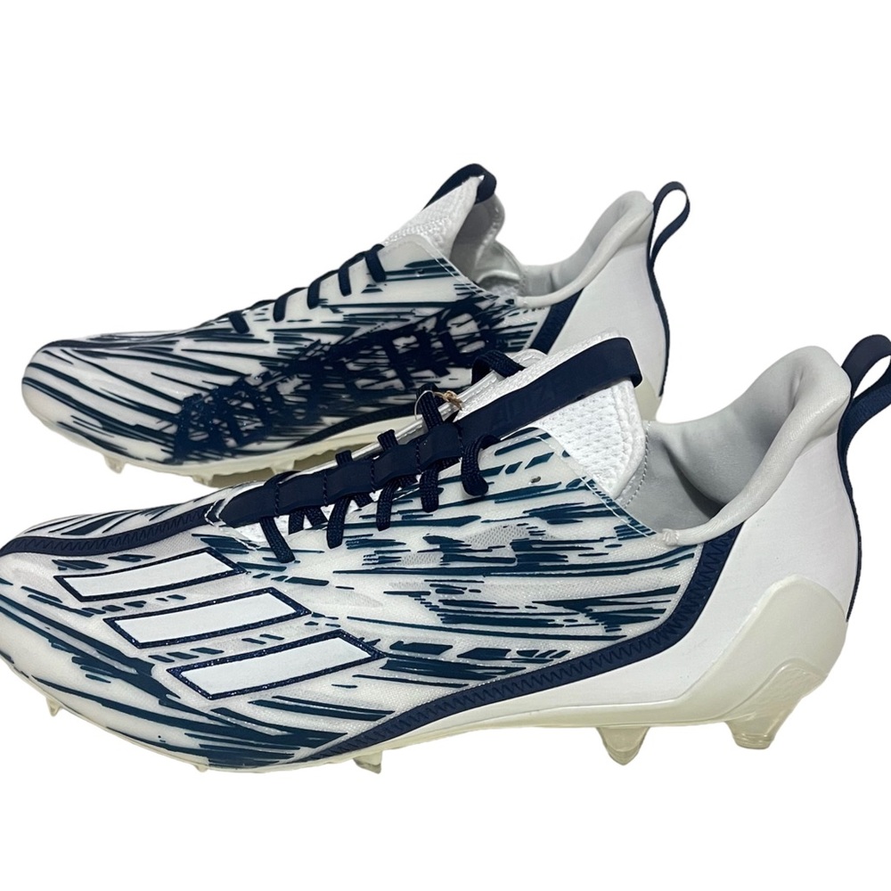 [GZ6912] Adidas Mens Adizero Cleats “White Team Navy Blue” Football Cleats